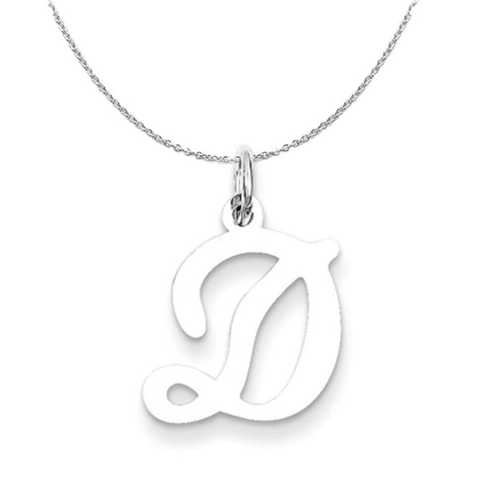 Silver, Sophia Collection, Small Script Initial D Necklace - 24 In